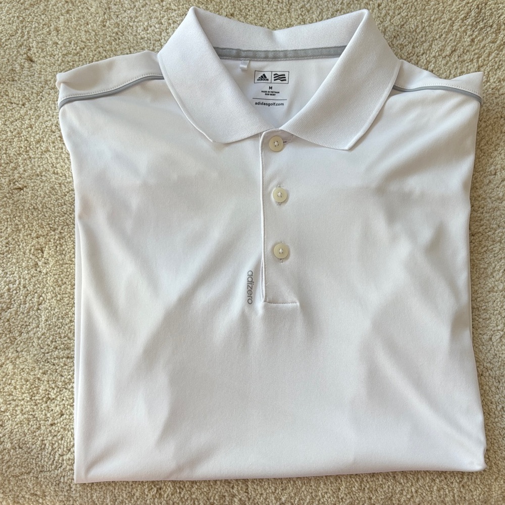 NWOT Men’s Adidas Adizero White Golf Polo Shirt in Size Medium